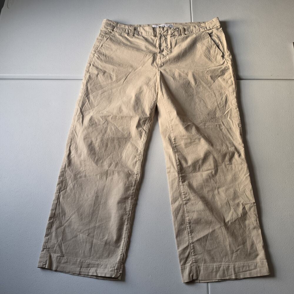 Frank & Eileen Westport Pants Womens 12 Beige Straight Leg Khakis USA Stretch
